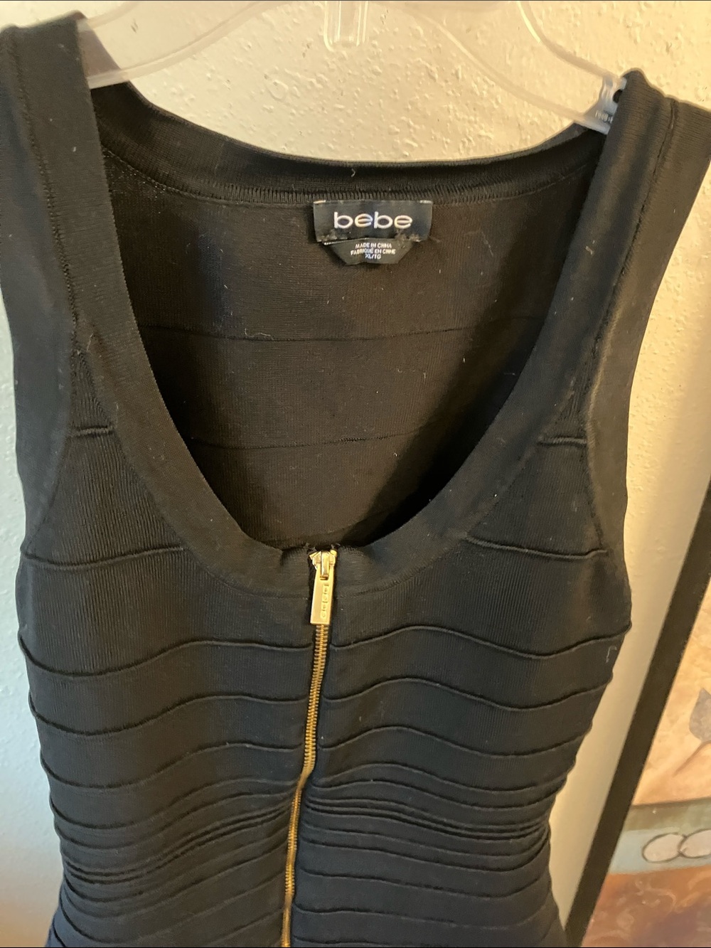 bebe Black Front-Zip Bandage Mini Dress Fabulous Too Big for Model! Sexy Cute On - Picture 14 of 16